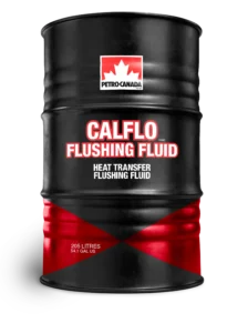 Vat met Petro-Canada CALFLO™ Flushing Fluid voor het effectief spoelen van warmteoverdrachtsinstallaties.